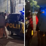 Petugas saat mengamankan sejumlah remaja beratribut silat usai mendapat laporan warga.