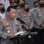 Kapolri Jenderal Listyo Sigit Prabowo saat memimpin rilis pers kasus tragedi Kanjuruhan di Mapolresta Malang Kota, Kamis (6/10/2022).
