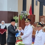 Bupati Pasuruan, Rusdi Sutejo saat sidang Paripurna serta Sertijab Bupati dan Wakil Bupati di DPRD Kabupaten Pasuruan