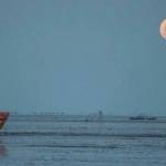 Gerhana bulan disaksikan dari Pantai Kenjeran, Surabaya. foto: Ilustrasi