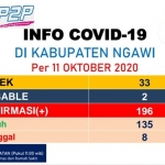 Data sebaran kasus Covid-19 di Kabupaten Ngawi per Minggu (11/10/2020).