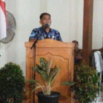 Kepala Desa Tranjang, Suyatno, saat memberikan sambutan atas kedatangan Bupati Ipong.