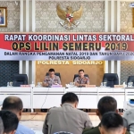 Rakor Lintas Sektoral Ops Lilin Semeru 2019 di Aula Bharadaksa Mapolresta Sidoarjo.