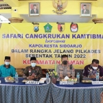 Kapolresta Sidoarjo, Kombes Pol Kusumo Wahyu Bintoro, saat menemui 23 calon kepala desa dari Kecamatan Taman.