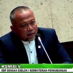 Syafiuddin saat RDP dengan Dirjen Perkeretaapian Kementerian Perhubungan di Ruang Sidang Komisi V Gedung Senayan, Rabu (1/9/2021).