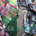 Kondisi korban saat hendak dibawa ke RSUD Pamekasan, dan kondisi motor usai menyeruduk becak. foto: ERRI SUGIANTO/ BANGSAONLINE