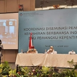 Koordinasi Diseminasi Pembinaan Kemahiran Berbahasa Indonesia di Grand Mercure Surabaya Lantai 5, Rabu (2/6).