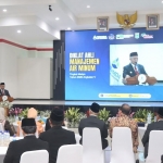 Bupati Malang, Sanusi saat memberikan sambutan di HUT ke-45 Perumda Tirta Kanjuruhan