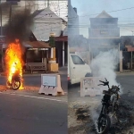 Kejadian saat motor Honda Vario terbakar di Depan Pasar Merakurak Tuban.