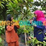 Khofifah Indar Parawansa saat mengunjungi kebun pembibitan tanaman buah di Desa Juwet, Nganjuk. Foto: Devi Fitri Afriyanti/BANGSAONLINE