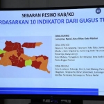 Tampilan peta zona kuning dan zona merah di Jawa Timur. foto: IST/ BANGSAONLINE.COM 
