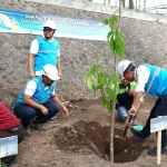 Aksi tanam pohon yang dilakukan jajaran PLN UID Jatim.