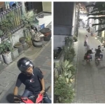 Tangkapan layar CCTV saat pelaku berkasi menjambret HP milik bocah di Kedinding Lor