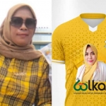 Kolase foto antara atribut  kandidat Ketua DPD Golkar Gresik, Anis Ambiyo Putri.
