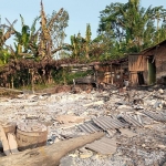 Lokasi pembakaran yang dilakukan puluhan orang tak dikenal di Desa Mulyorejo, Kecamatan Silo, Jember.