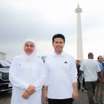 Khofifah bersama Emil Dardak saat mengikuti Geladi Kotor Pelantikan Kepala Daerah-Wakil Kepala Daerah di Monas. 