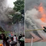 Kolase kebakaran gedung DPRD Papua Barat.