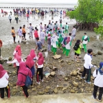 Kegiatan penanaman mangrove dan bersih-bersih di Pantai Tlanakan untuk memperingati HPN 2020.