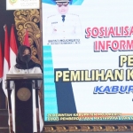 Bupati Mojokerto Ikfina Fahmawati ketika menyosialisasikan Pilkades Serentak yang akan digelar pada tanggal 14 September 2022 mendatang.