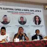 Indopolling saat merilis hasil survei elektabilitas Pilpres dan Pemilu 2019.