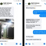 Tangkapan layar percakapan melalui messenger Facebook Najib Setiawan yang diretas oleh seseorang.