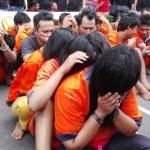 Para tersangka ketika diekspos Polres Gresik. foto: syuhud/ BANGSAONLINE