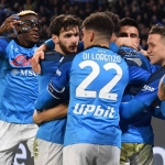 Pemain Napoli merayakan kemenangan 5-1 atas Juventus di laga pekan ke-18 Serie A, Sabtu (14/1/2023)