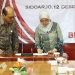 Bupati Kediri dr. Hj. Haryanti Sutrisno saat penyerahan laporan hasil pemeriksaan BPK Perwakilan Provinsi Jatim semester II 2019.