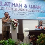 Sekda Malang, Dr. Abdul Malik SE. M.Si, saat memberikan sambutan.