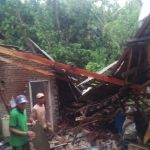 Salah satu rumah warga yang rusak tertimpa pohon tumbang akibat hujan deras disertai angin kencang. Foto: Ist.
