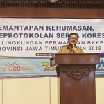 Kepala Perwakilan BKKBN Jatim Yenrizal Makmur S.P., M.M., saat memberikan sambutan.