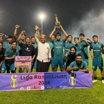 Putra Kelapa FC saat merayakan juara Liga Ramadhan 2024 setelah mengalahkan Slot FC di laga final.