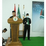 Ketua PC PSNU Pagar Nusa Tuban periode 2021-2026, Muhammad Abdul Mujib, saat memberi sambutan dalam agenda Konferensi Cabang ke-3.