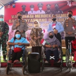 Kapolres Jombang, AKBP Agung Setyo Nugroho saat memberikan sambutan pada acara vaksinasi terhadap disabilitas.