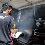 Fogging mobil gratis dalam rangka Hari Jadi Kota Surabaya ke-728 di Pakuwon City Mall.
