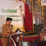 Seminar nasional yang digelar secara online dan offline dalam rangka usulan gelar kepahlawanan Syaikhona Muhammad Kholil di Pendopo Agung Bangkalan, Senin (25/1/2021). (foto: ist)