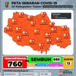 Peta sebaran kasus covid-19 di Kabupaten Tuban pada Selasa (24/11).