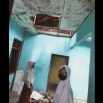 Kondisi ruang guru di SDN 1 Gempol, Kabupaten Pasuruan yang ambruk.