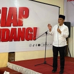 Calon Bupati Malang, Gunawan HS atau yang akrab disapa Abah Gun, saat memberi sambutan.