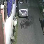 Tangkapan layar rekaman CCTV saat pelaku melakukan pemukulan terhadap pasangan kekasih di Lebak Arum, Surabaya.