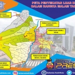 Peta penyekatan yang di Kota Kediri untuk mengantisipasi adanya takbir keliling. foto: ist.