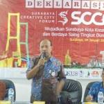 Ketua Kadin Surabaya Dr. Ir. Jamhadi, MBA  pada acara deklarasi SCCF kemarin. foto: devi fitri/ BANGSAONLINE