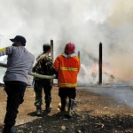 Petugas Damkar dibantu aparat dari TNI dan Polri saat berusaha memadamkan api. foto: ist.