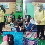 Ketua DPD Golkar Kabupaten Pasuruan Rias Yudikari Drastika (berbaju kuning) didampingi Mahdi Haris (berbaju putih) saat menyapa korban di posko pengungsian.