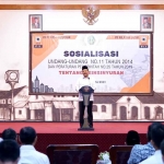 Wali Kota Pasuruan, Saifullah Yusuf, saat memberi sambutan ketika sosialisasi tentang pentingnya sertifikasi profesi insinyur.