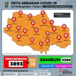 Peta persebaran kasus Covid-19 di Kabupaten Tuban per 16 Juni 2021.
