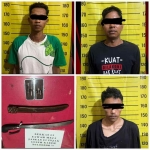 Tiga tersangka dari lima pencuri yang diamankan Polres Pasuruan. 