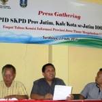 Komisioner Komisi Informasi Provinsi Jatim sedang memberikan keterangan pers di Balai Wartawan Jatim. foto: nisa/BANGSAONLINE