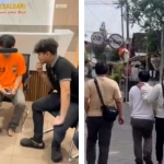 Petugas dari Polsek Tegalsari saat bersama pelaku. 