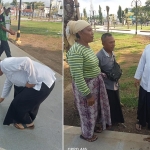 Wali Kota Pasuruan Saifullah Yusuf saat memungut sampah di alun-alun usai menegur sejumlah PKL yang berjualan.